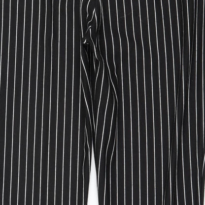 Zara Womens Black Striped Polyester Trousers  Size XL L27 in Regular