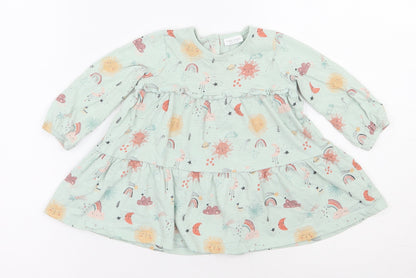 NEXT Girls Multicoloured  100% Cotton Tunic Blouse Size 6-9 Months Round Neck Snap