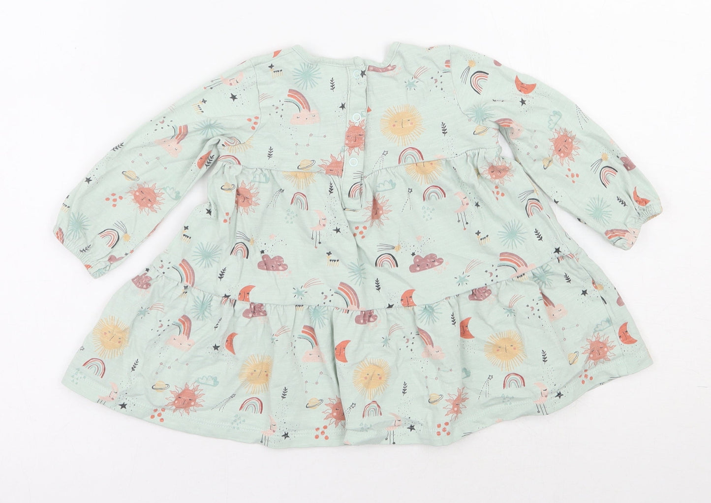 NEXT Girls Multicoloured  100% Cotton Tunic Blouse Size 6-9 Months Round Neck Snap