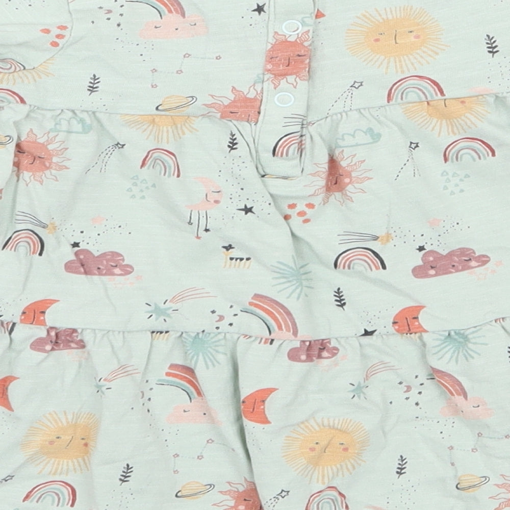 NEXT Girls Multicoloured  100% Cotton Tunic Blouse Size 6-9 Months Round Neck Snap