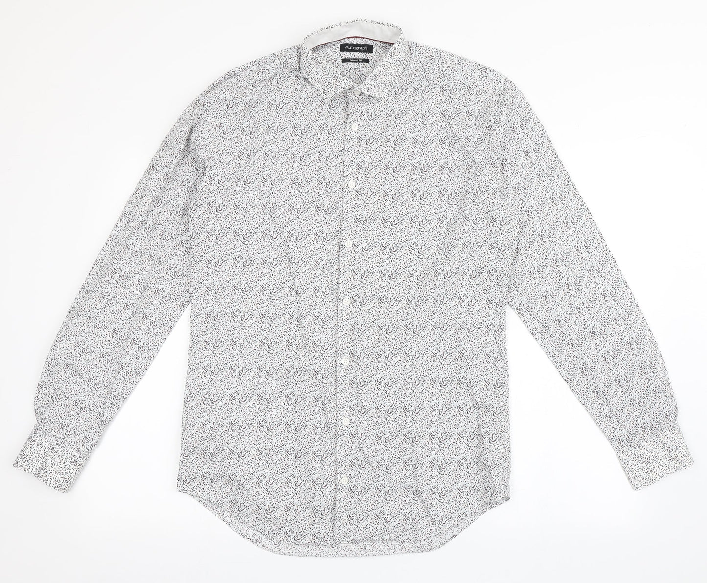 Autograph Mens White  Cotton  Button-Up Size 15 Collared Button