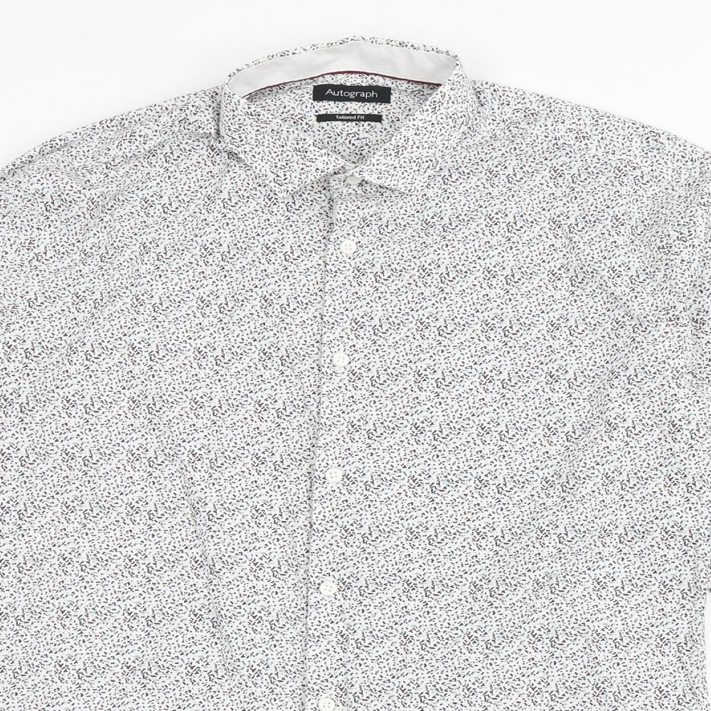 Autograph Mens White  Cotton  Button-Up Size 15 Collared Button