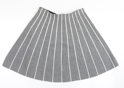 Cynthia Rowley Womens Grey Striped Cotton Flare Skirt Size S