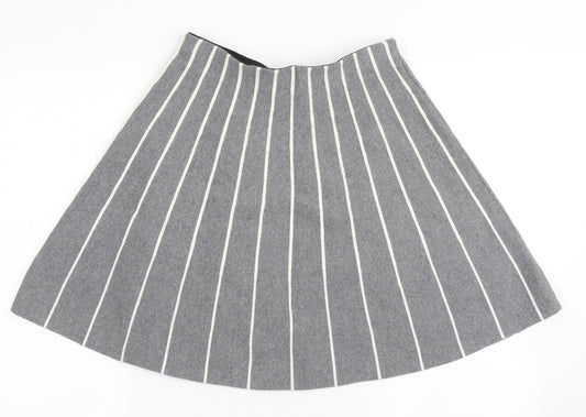 Cynthia Rowley Womens Grey Striped Cotton Flare Skirt Size S