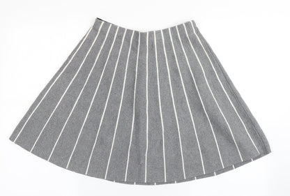 Cynthia Rowley Womens Grey Striped Cotton Flare Skirt Size S