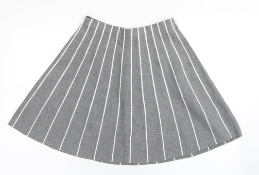 Cynthia Rowley Womens Grey Striped Cotton Flare Skirt Size S