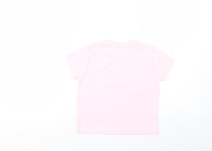 Rabbit Skins Girls Pink  Cotton Basic T-Shirt Size 4 Years Crew Neck Pullover - Cruisin'