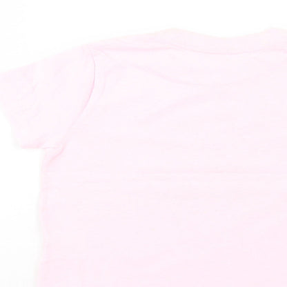 Rabbit Skins Girls Pink  Cotton Basic T-Shirt Size 4 Years Crew Neck Pullover - Cruisin'