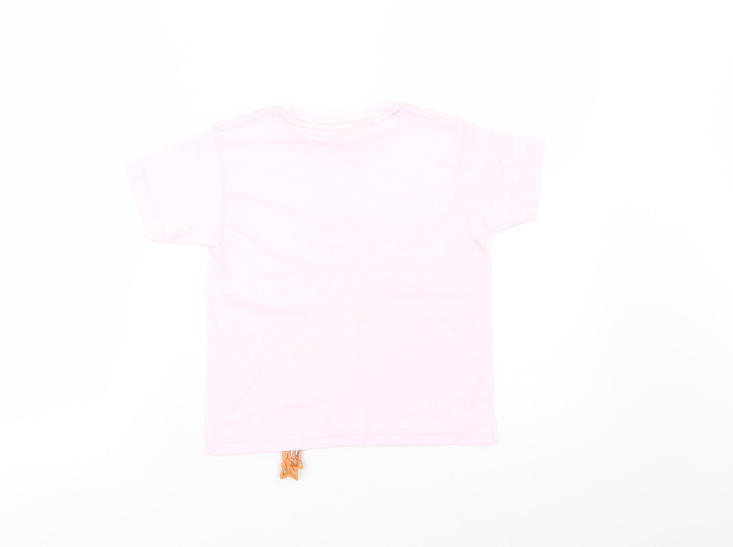 Pirana Joe Girls Pink  Cotton Basic T-Shirt Size 4 Years Crew Neck Pullover