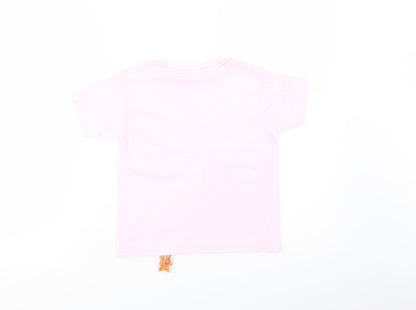 Pirana Joe Girls Pink  Cotton Basic T-Shirt Size 4 Years Crew Neck Pullover
