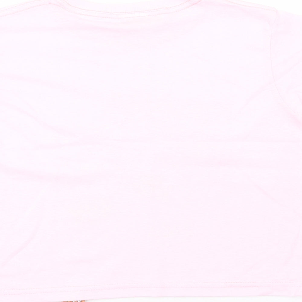 Pirana Joe Girls Pink  Cotton Basic T-Shirt Size 4 Years Crew Neck Pullover