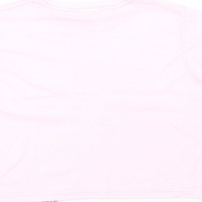 Pirana Joe Girls Pink  Cotton Basic T-Shirt Size 4 Years Crew Neck Pullover