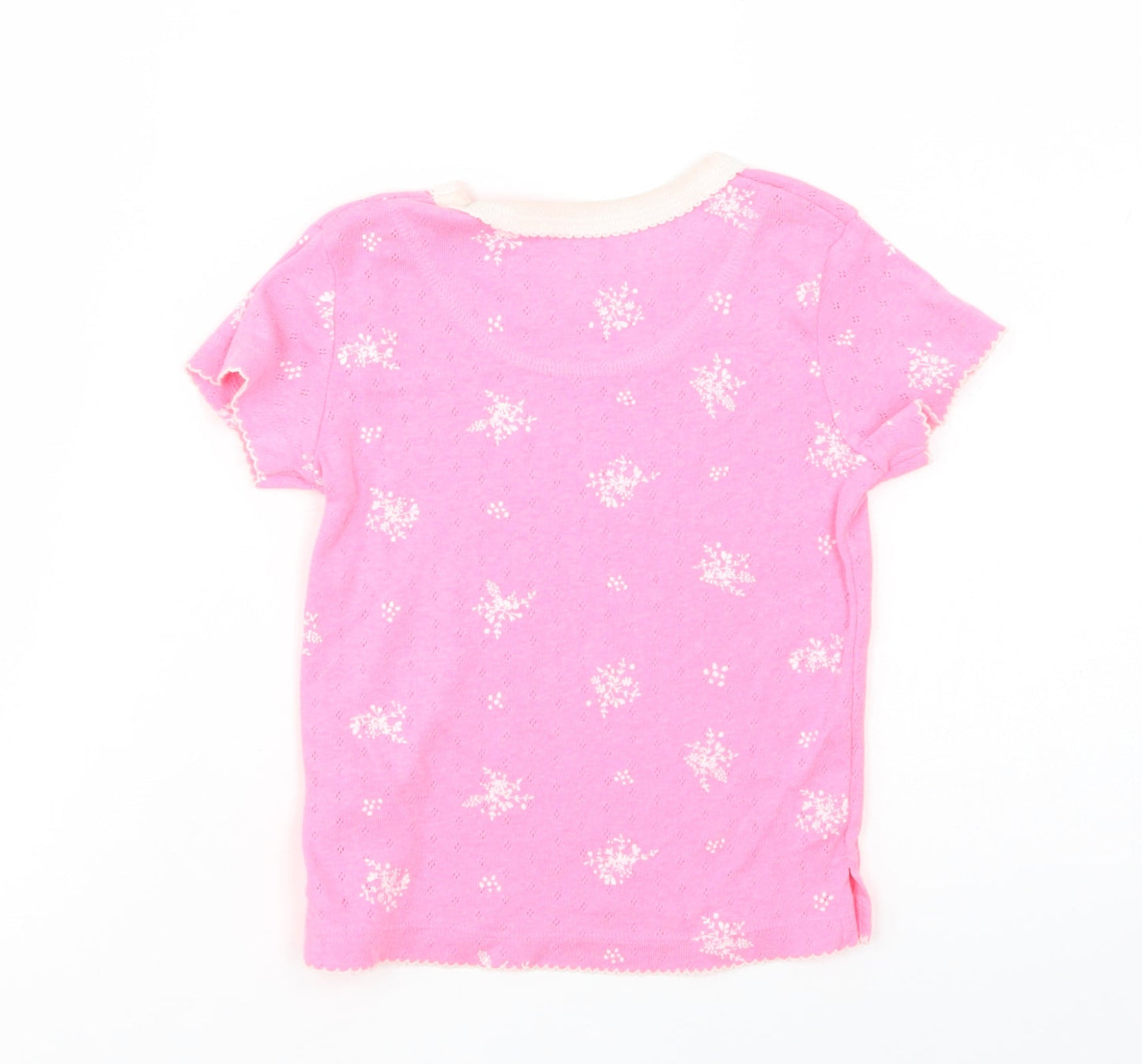 Leigh Tucker Girls Pink Floral Polyester Pullover T-Shirt Size 3-4 Years Crew Neck Pullover