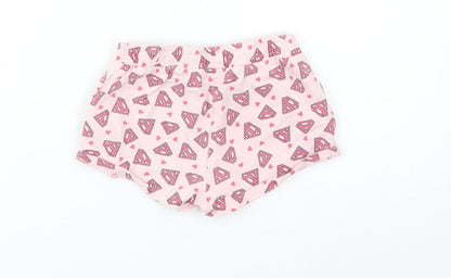 Supergirl Girls Pink Geometric Cotton Sweat Shorts Size 6-7 Years  Regular Drawstring