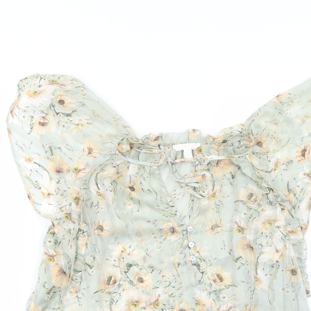 Womens UK Size 8 H&M Green Basic Blouse