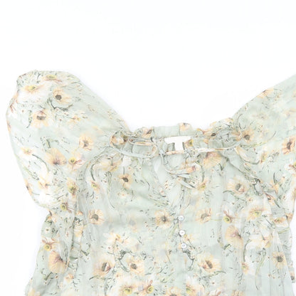 Womens UK Size 8 H&M Green Basic Blouse