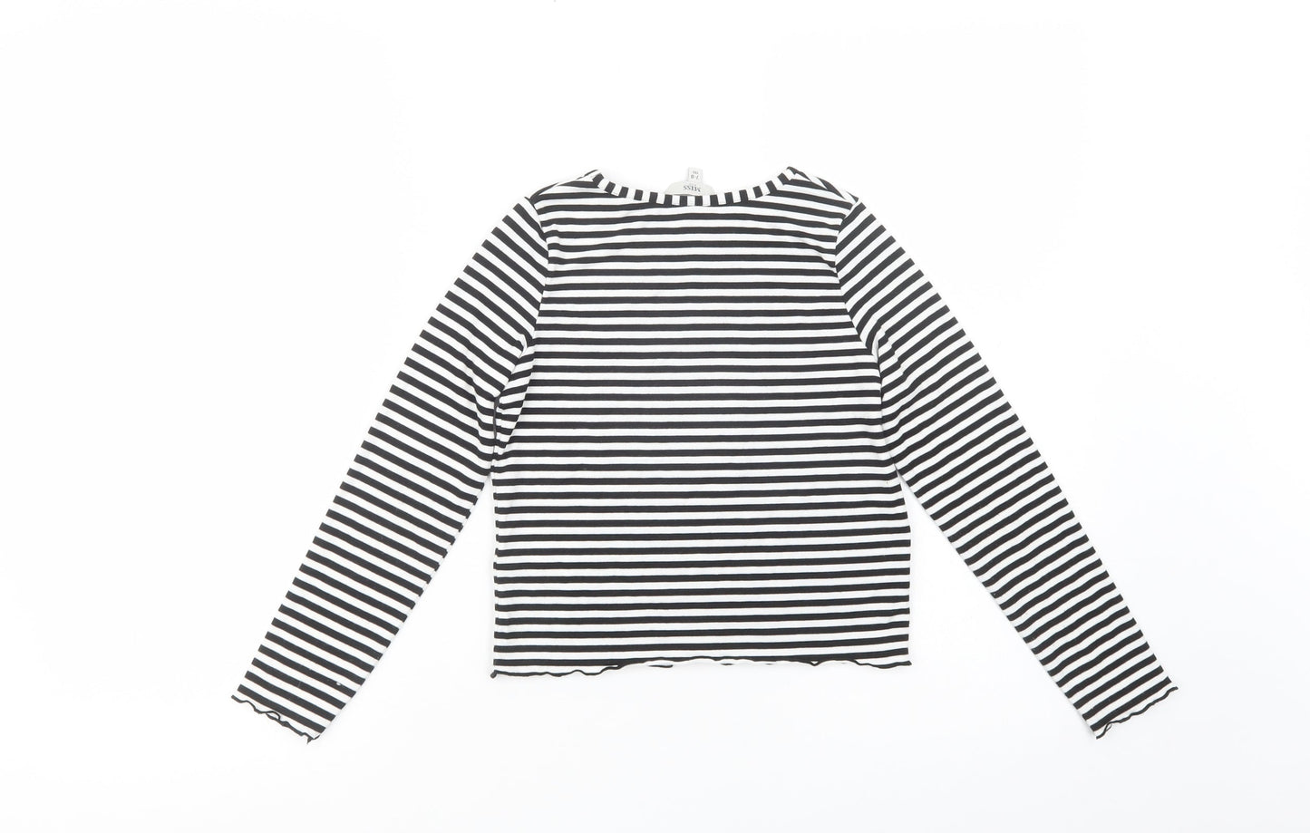 Miss E-vie Girls Black Striped Polyester Basic T-Shirt Size 7-8 Years Crew Neck Pullover - Los Angeles