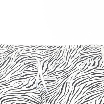 Primark Womens White Animal Print Cotton Sweat Shorts Size XS L3 in Regular Drawstring
