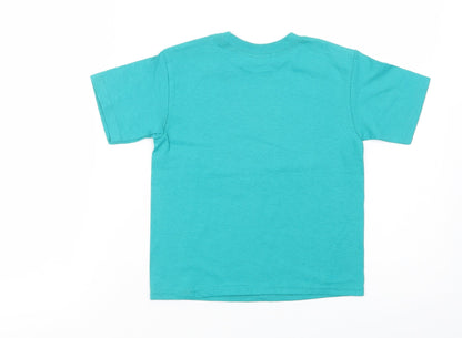Delta Pro Weight Girls Green  Cotton Basic T-Shirt Size 4 Years Crew Neck Pullover - Superstar