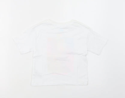 NEXT Girls White  Cotton Basic T-Shirt Size 3 Years Crew Neck Pullover - Miami