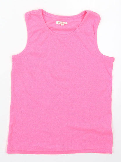 Blue Zoo Girls Pink  Cotton Basic Tank Size 11-12 Years Round Neck Pullover