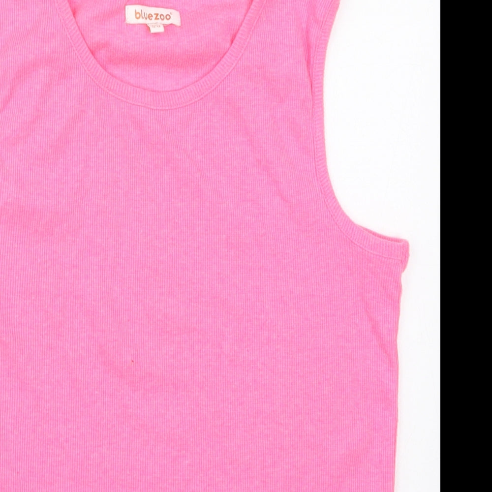 Blue Zoo Girls Pink  Cotton Basic Tank Size 11-12 Years Round Neck Pullover