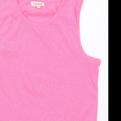 Blue Zoo Girls Pink  Cotton Basic Tank Size 11-12 Years Round Neck Pullover