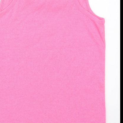 Blue Zoo Girls Pink  Cotton Basic Tank Size 11-12 Years Round Neck Pullover