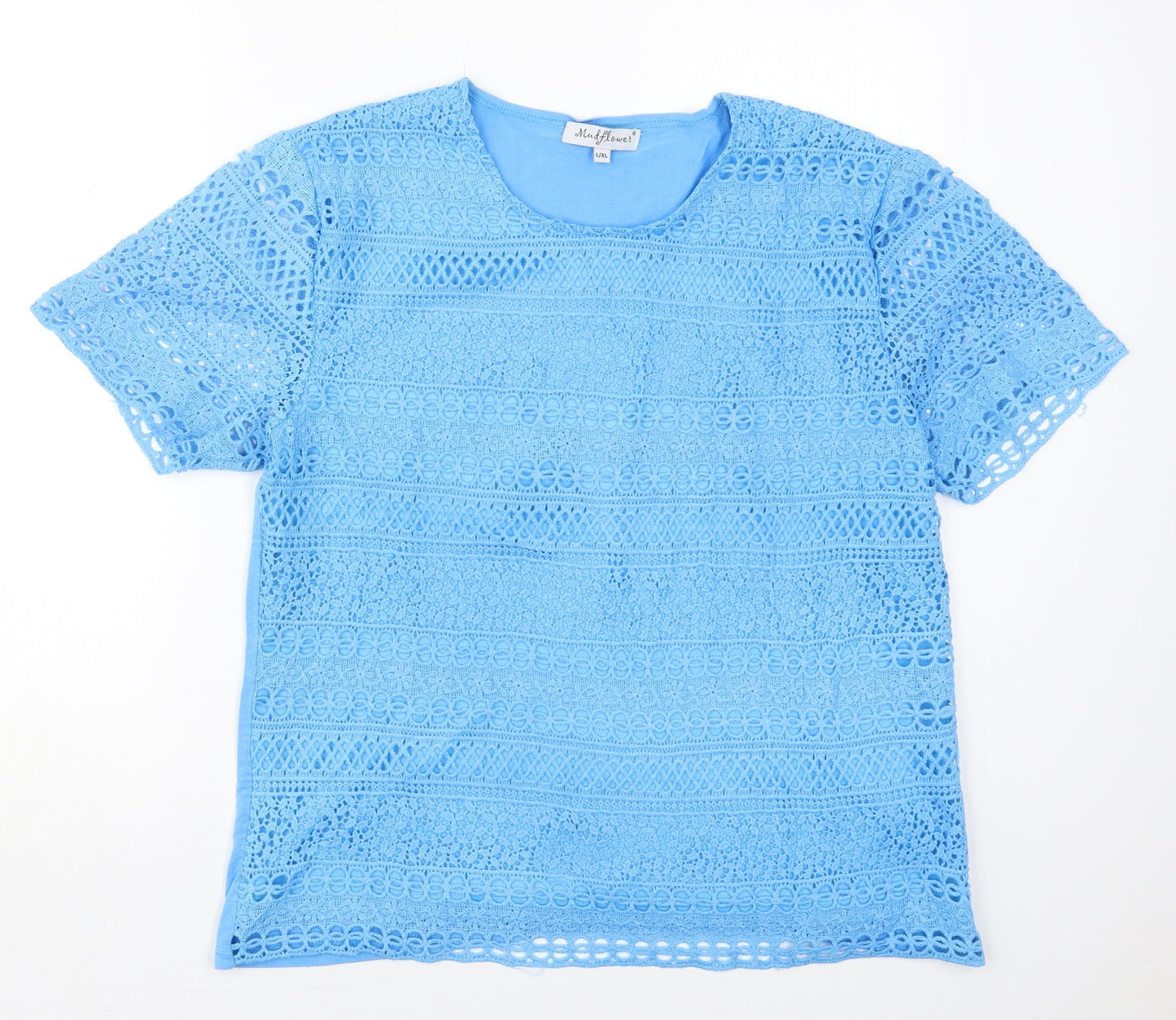 Womens UK Size L Mudflower Blue Basic T-Shirt