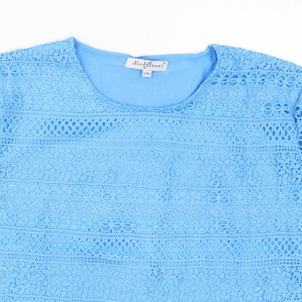 Womens UK Size L Mudflower Blue Basic T-Shirt
