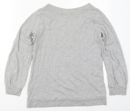 Back view of Dorothy Perkins women’s grey polyester pullover sweatshirt, size UK 14, pullover