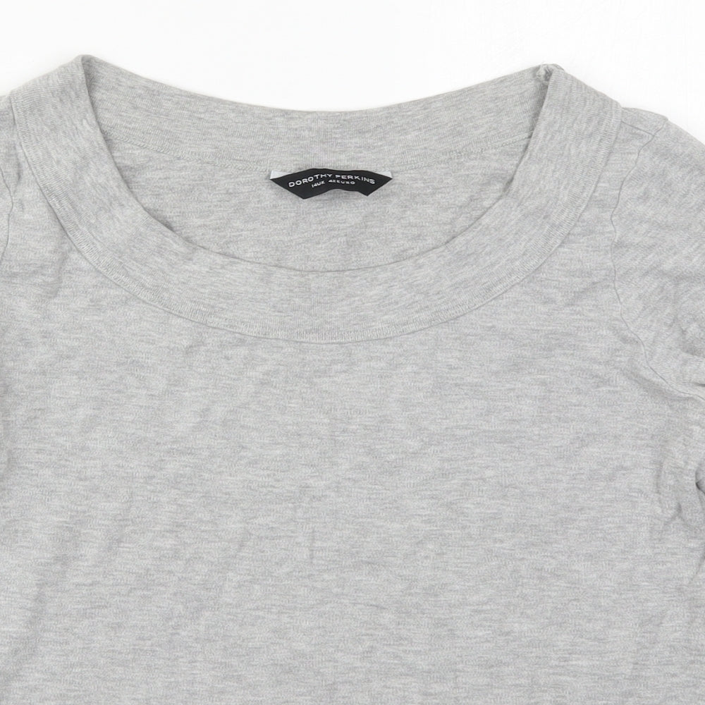 Close-up detail of Dorothy Perkins women’s grey polyester pullover sweatshirt, size UK 14, pullover