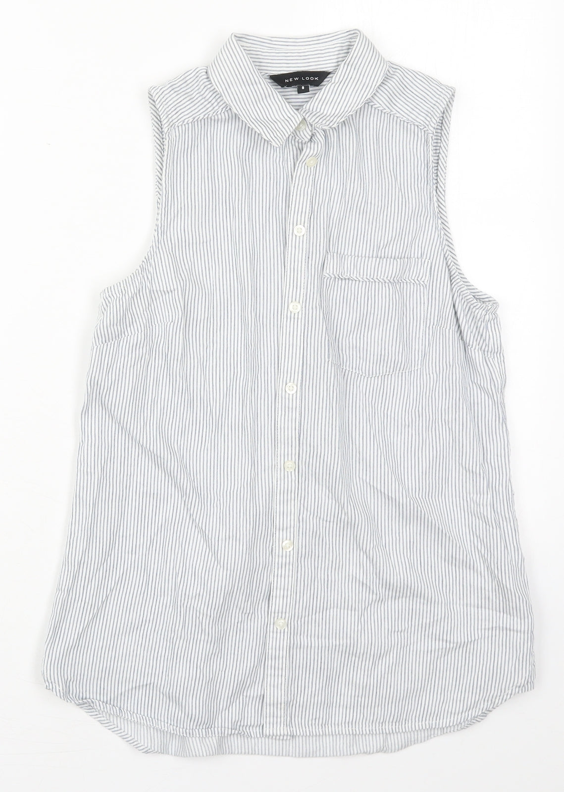 Womens UK Size 8 New Look Blue Basic Button-Up