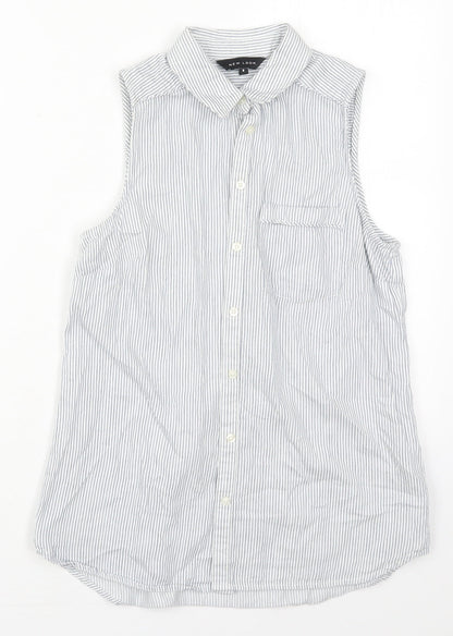 Womens UK Size 8 New Look Blue Basic Button-Up