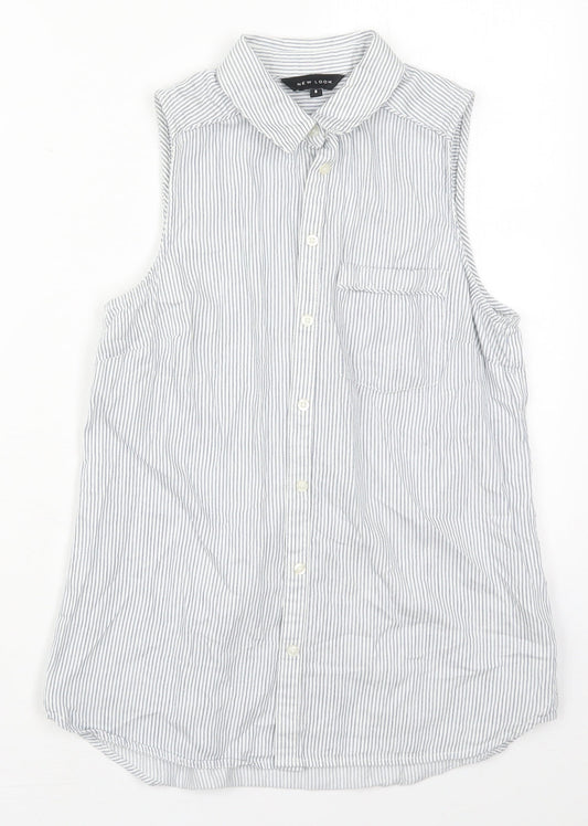 Womens UK Size 8 New Look Blue Basic Button-Up