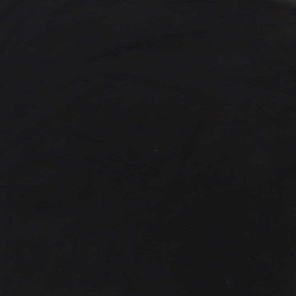 SheIn Womens Black  Cotton Cropped T-Shirt Size S Mock Neck - Bird