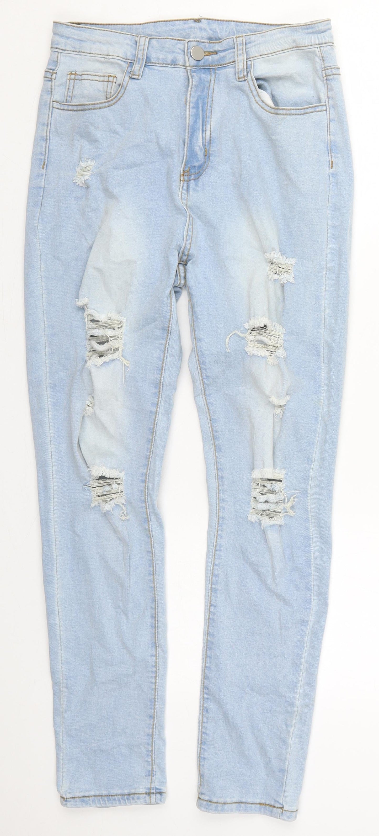 SheIn Womens Blue  Cotton Mom Jeans Size S L27 in Regular Button