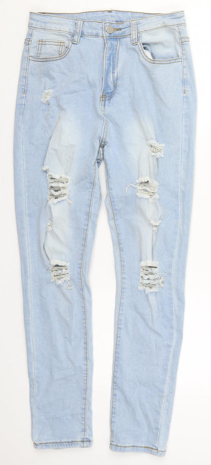 SheIn Womens Blue  Cotton Mom Jeans Size S L27 in Regular Button