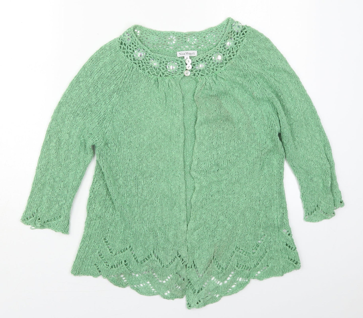 Womens UK Size M Nina Murati Gold Cardigan Jumper