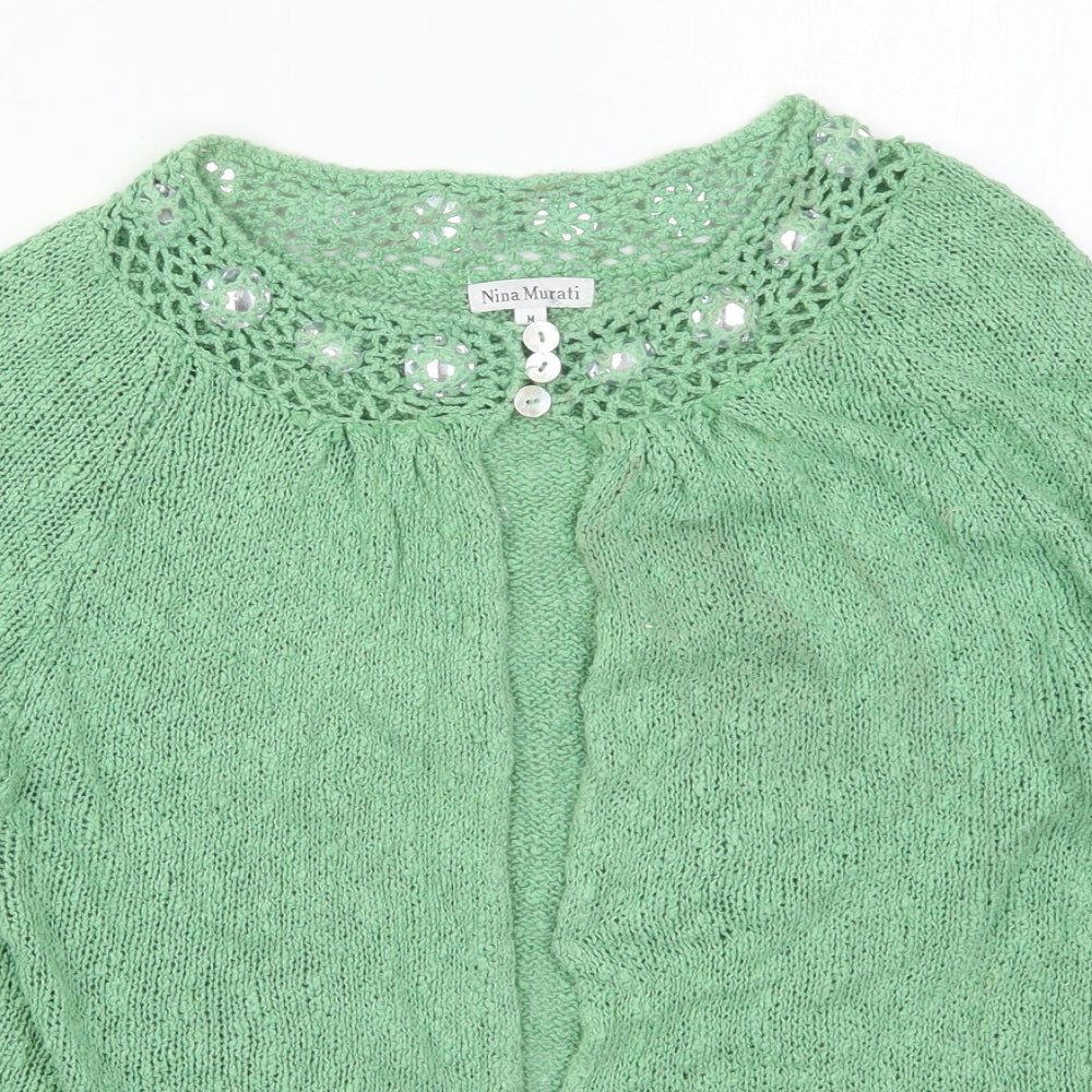Womens UK Size M Nina Murati Gold Cardigan Jumper