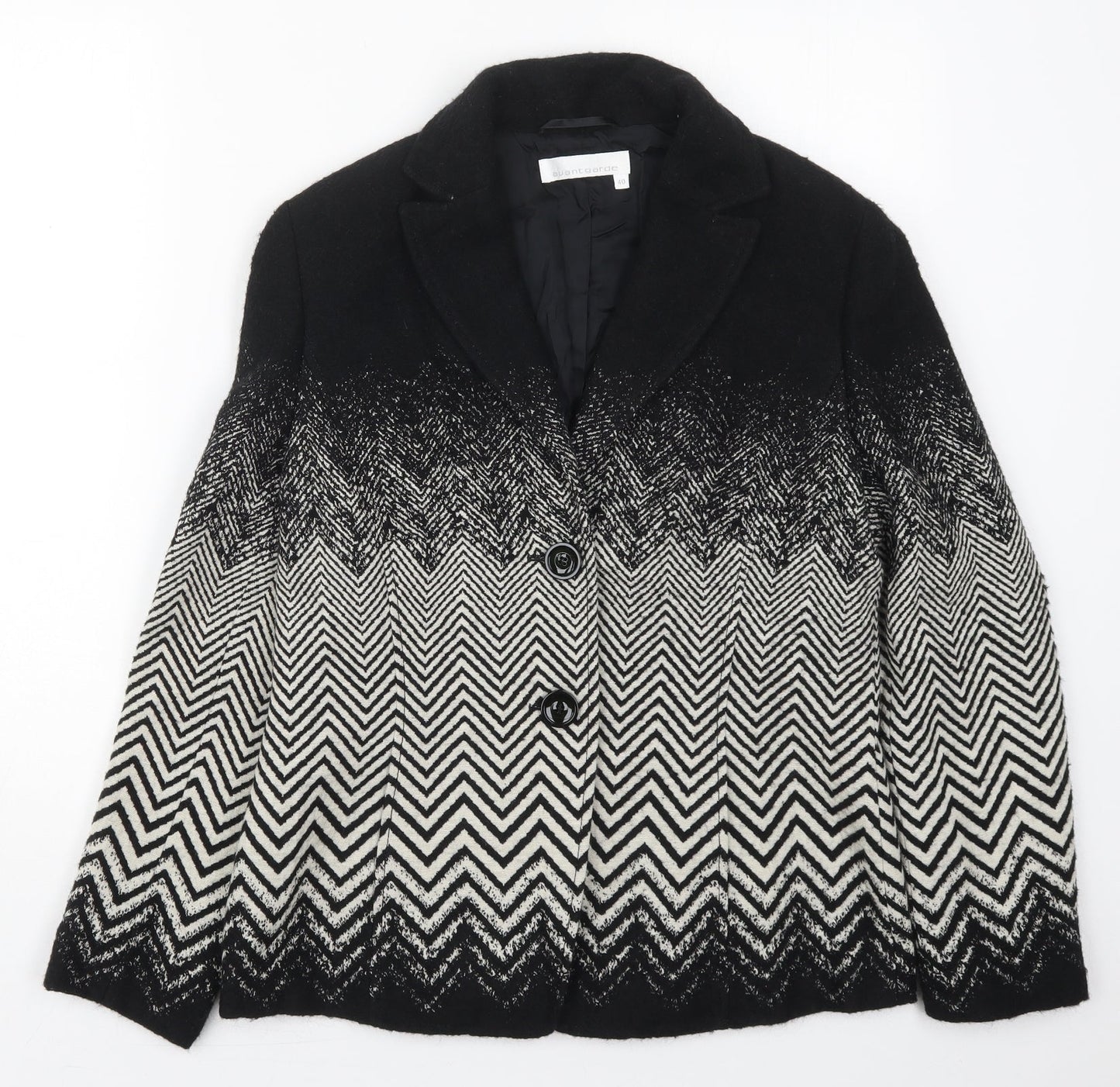 Avantgarde Womens Black Geometric  Jacket  Size 12  Button - Zig Zag