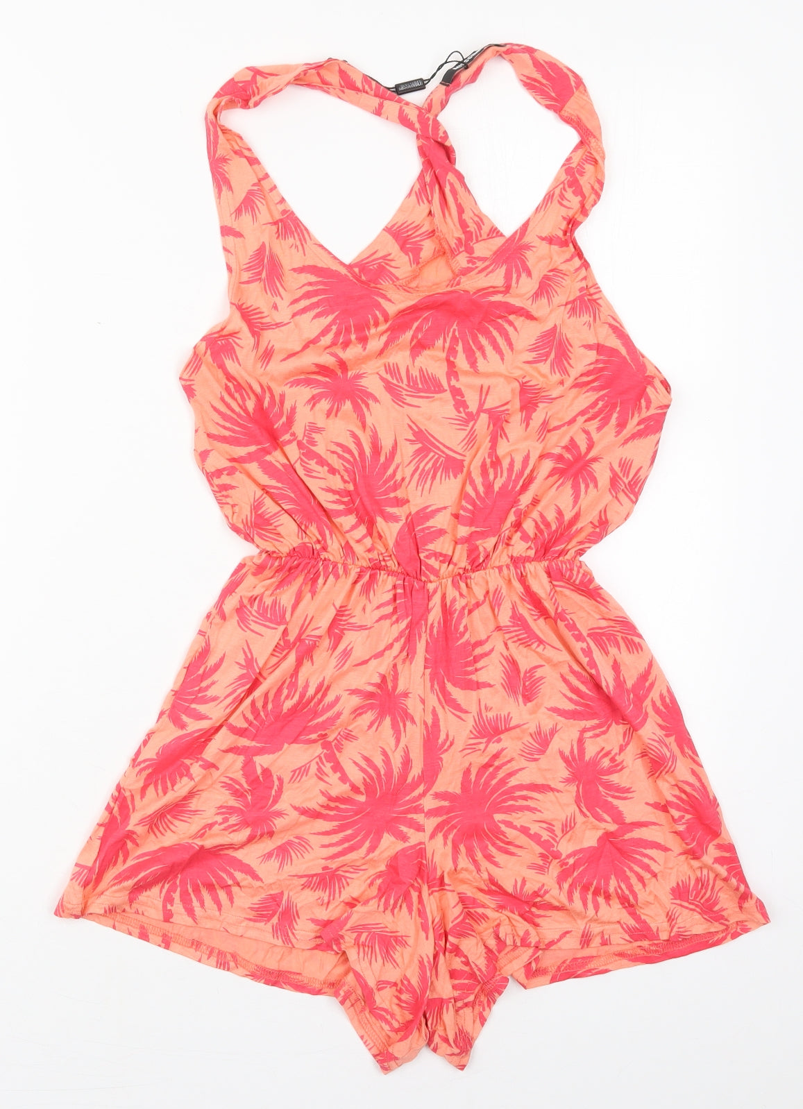 Missguided Womens Pink Floral Viscose Playsuit One-Piece Size 6  Pullover