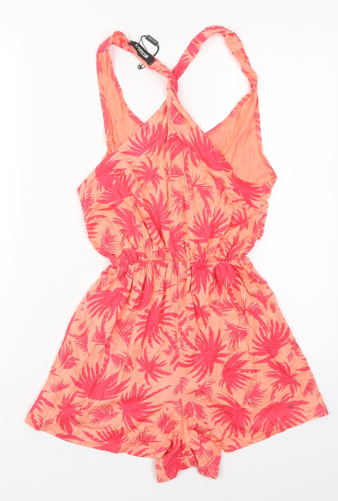 Missguided Womens Pink Floral Viscose Playsuit One-Piece Size 6  Pullover