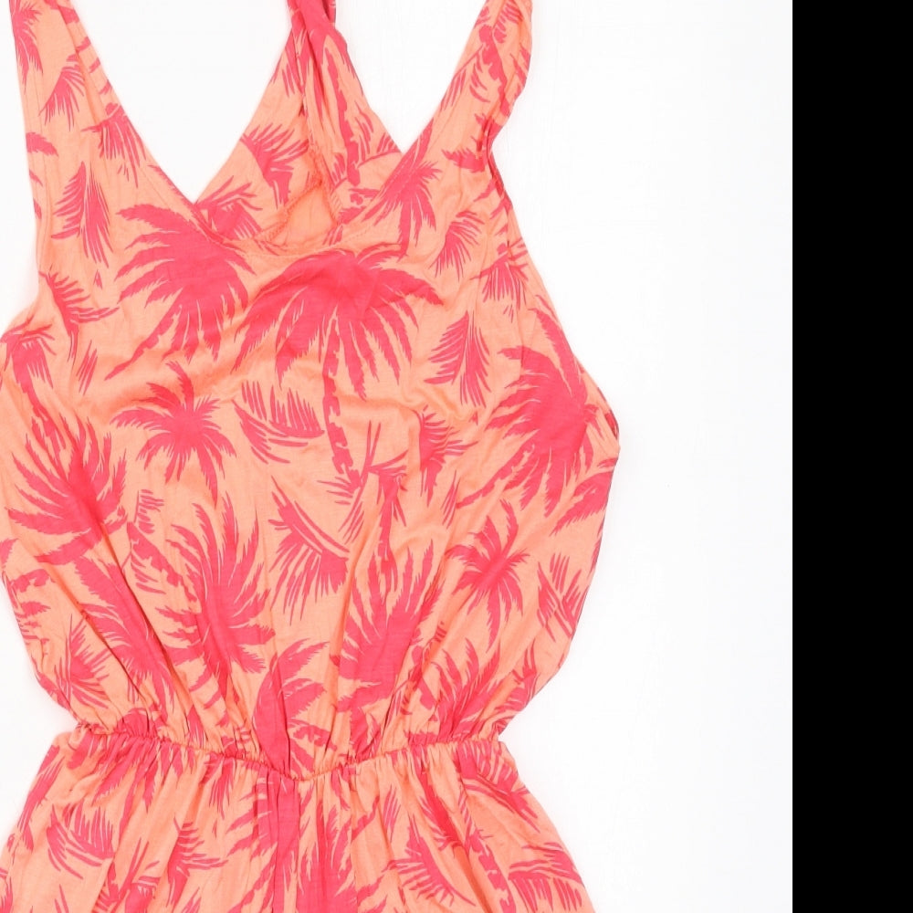 Missguided Womens Pink Floral Viscose Playsuit One-Piece Size 6  Pullover