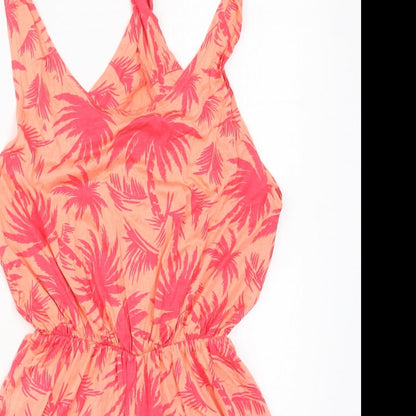 Missguided Womens Pink Floral Viscose Playsuit One-Piece Size 6  Pullover