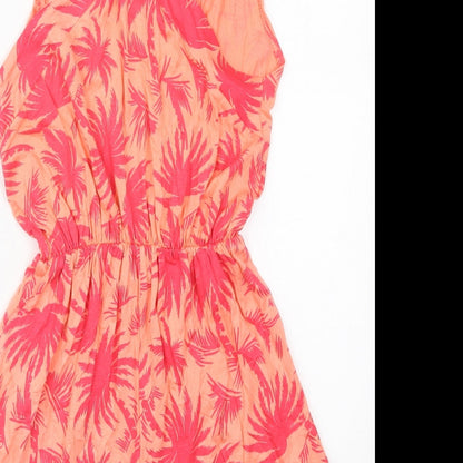 Missguided Womens Pink Floral Viscose Playsuit One-Piece Size 6  Pullover