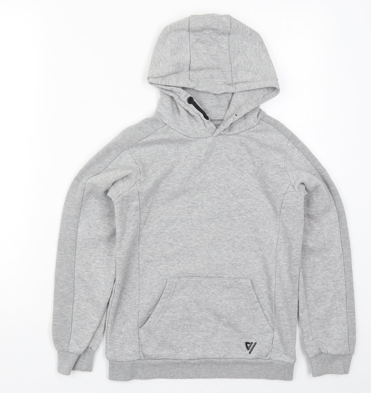 Additional front view of Matalan boys’ grey cotton pullover hoodie, size 10, years pullover