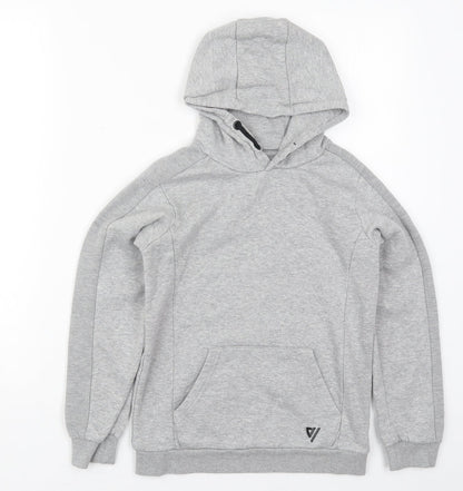Additional front view of Matalan boys’ grey cotton pullover hoodie, size 10, years pullover