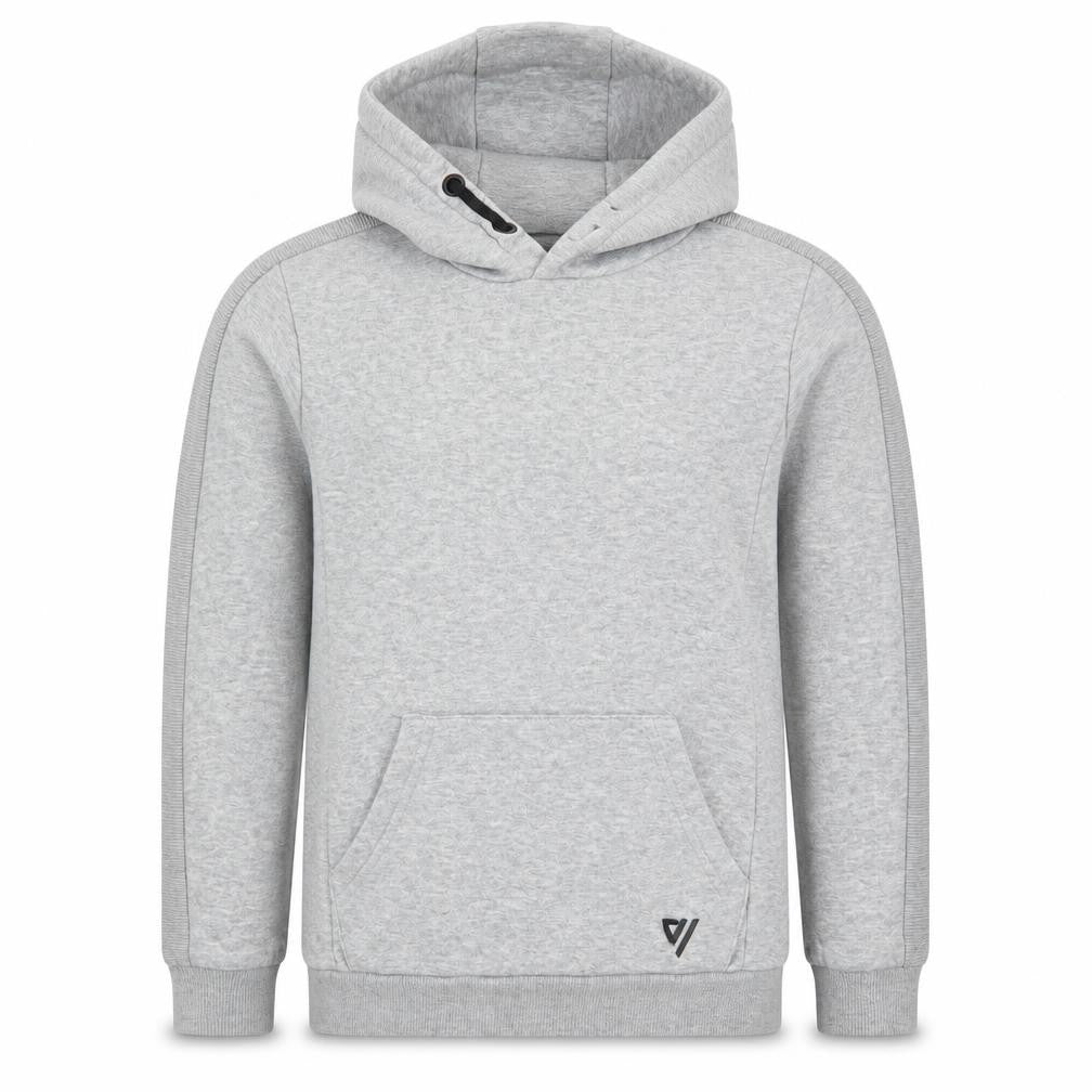 Front view of Matalan boys’ grey cotton pullover hoodie, size 10, years pullover