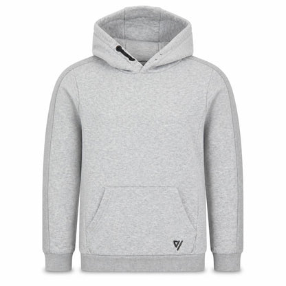 Front view of Matalan boys’ grey cotton pullover hoodie, size 10, years pullover